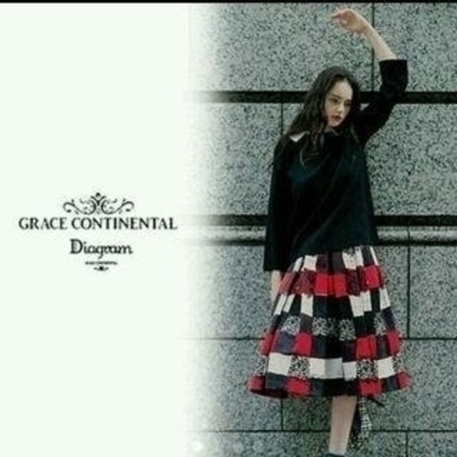 GRACE CONTINENTAL(グレースコンチネンタル)の chocolane様専用【ダイアグラム】ペイントチェックスカート❤️ レディースのスカート(ひざ丈スカート)の商品写真