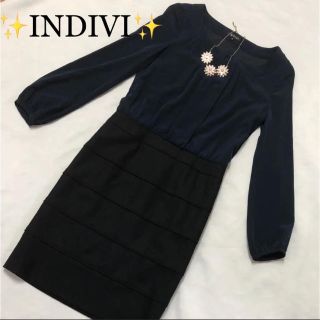 インディヴィ(INDIVI)のはなはな様専用【INDIVI】ドッキングワンピース 素敵な異素材ワンピース (ひざ丈ワンピース)