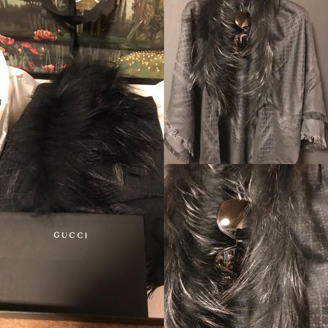 Gucci(グッチ)のグッチ GGパターン ショール FOX ファー ストール 新品 半額 限定 レディースのファッション小物(マフラー/ショール)の商品写真