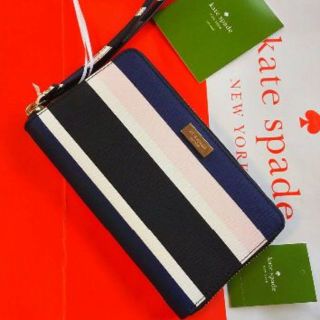 ケイトスペードニューヨーク(kate spade new york)の★★交渉中★ケイトスペード長財布ピンクブラックブルーストライプマリンボーダー牛革(財布)