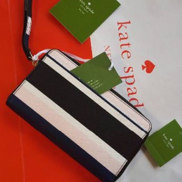 kate spade new york(ケイトスペードニューヨーク)の★★交渉中★★姫ケイトスペード長財布ピンクブラックブルー爽やかストライプ夏 レディースのファッション小物(財布)の商品写真