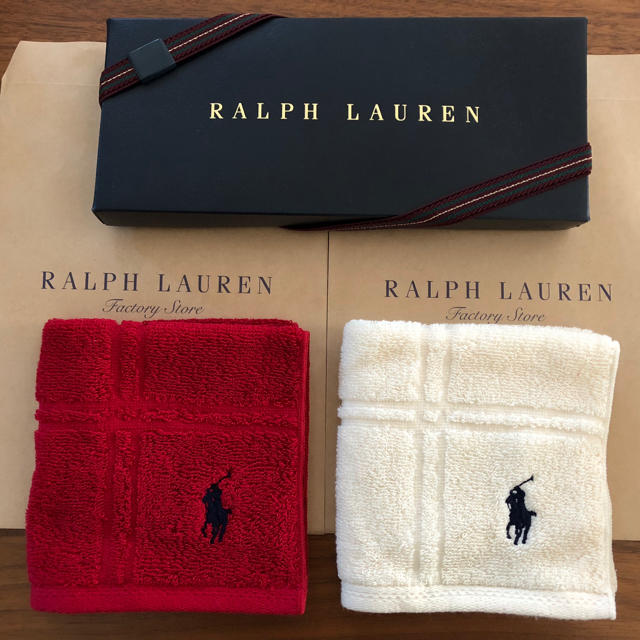 Ralph Lauren(ラルフローレン)の2枚セット♪ラルフローレン 新品 タオルハンカチ レディースのファッション小物(ハンカチ)の商品写真