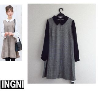 イング(INGNI)の新品★INGNIイング★衿付グレンチェックフレア／ワンピース(ひざ丈ワンピース)