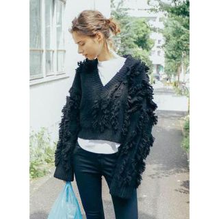 【めい様 専用】perverze  Short Fur Fringe Knit (ニット/セーター)