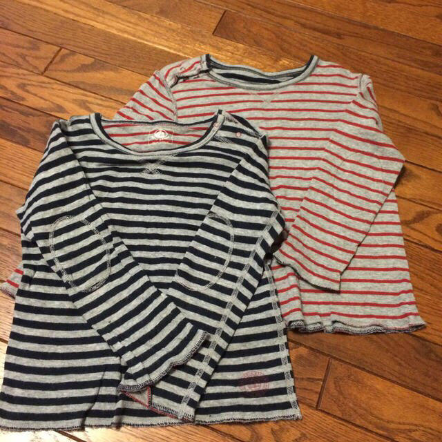 PETIT BATEAU(プチバトー)のプチバトー☆ボーダーリバーシブルロンT♪ キッズ/ベビー/マタニティのキッズ服男の子用(90cm~)(その他)の商品写真