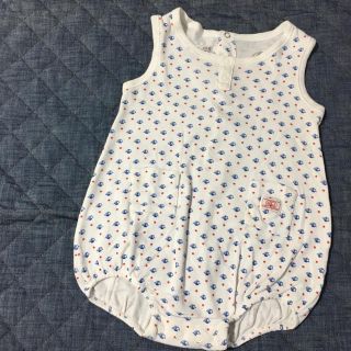 プチバトー(PETIT BATEAU)のプチバトー○petit bateau○ノースリロンパース○美品○ヨット○春生まれ(ロンパース)