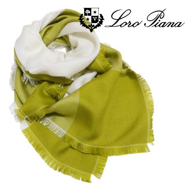 LORO Pianaカシミア×シルクバイカラースカーフ緑 PIANA ファッション小物 ロロピアーナLoro Pianaカシミア×シルク