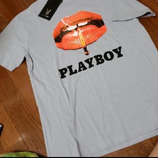 プレイボーイ(PLAYBOY)のPlayboy tシャツ　リップ　マッチ　唇　グレー　プレイボーイ(Tシャツ/カットソー(半袖/袖なし))