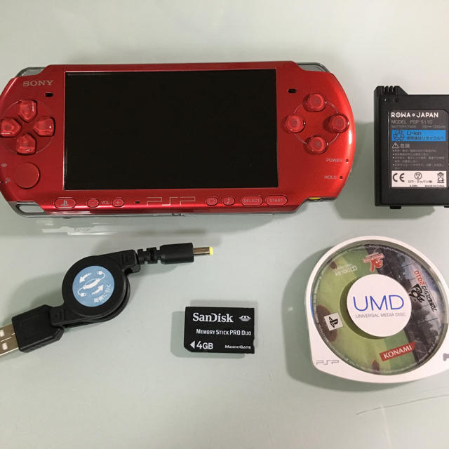 PlayStation Portable(プレイステーションポータブル)のPSP-3000 ラディアントレッド エンタメ/ホビーのゲームソフト/ゲーム機本体(携帯用ゲーム機本体)の商品写真