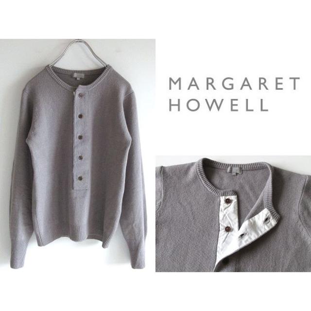 MARGARET HOWELL(マーガレットハウエル)の美品 マーガレットハウエル ウールカシミヤシルク ヘンリーネックニット M レディースのトップス(ニット/セーター)の商品写真