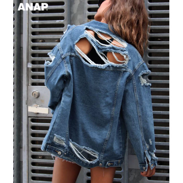 ANAP(アナップ)のANAP  ダメージデニムジャケット レディースのジャケット/アウター(Gジャン/デニムジャケット)の商品写真