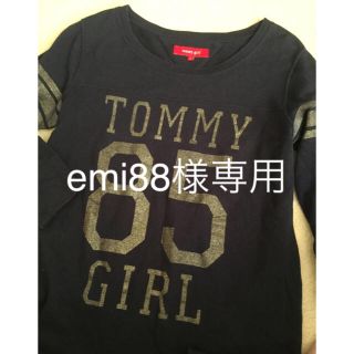 トミーガール(tommy girl)のtommy girl 7分袖カットソー チュニック丈 M 紺(カットソー(長袖/七分))