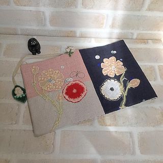 ハンドメイド♡ブックカバー♡カケラ秋桜(ブックカバー)