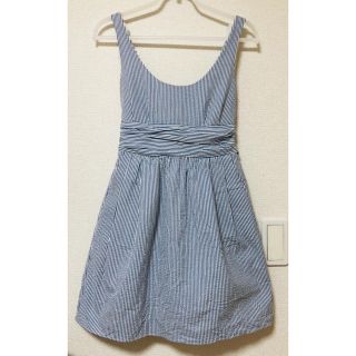 メゾンドリーファー(Maison de Reefur)の美品 メゾンドリーファー 梨花 ワンピース バックリボン ストライプ 36(ミニワンピース)