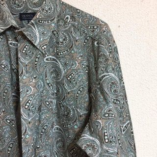 古着 柄シャツ ペイズリー柄 M 青緑 着丈78の通販 by 【今週で売れ