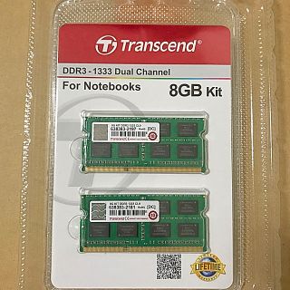 トランセンド(Transcend)の【新品未使用】ノートPC用メモリ 8GB DDR3-1333  トランセンド(PCパーツ)