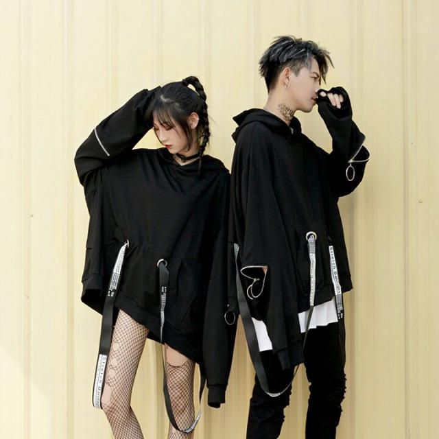 unisex ベルト ビッグシルエットパーカー