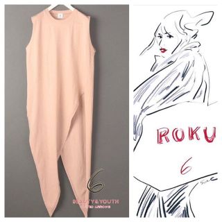 ビューティアンドユースユナイテッドアローズ(BEAUTY&YOUTH UNITED ARROWS)の6美品☆ROKU☆MUSUBI SLEEVE LESS TEE/ノースリーブ(Tシャツ(半袖/袖なし))