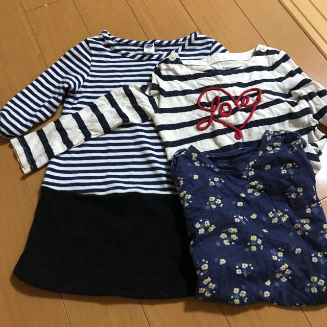 babyGAP(ベビーギャップ)のbabygap&oldnavy 100cm3枚セット キッズ/ベビー/マタニティのキッズ服女の子用(90cm~)(Tシャツ/カットソー)の商品写真