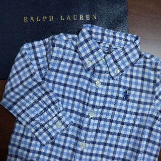 ラルフローレン(Ralph Lauren)のラルフローレン 長袖 ギンガム チェック柄 シャツ ロンパース 6M 70(ロンパース)