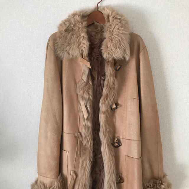 肌触りがいい フランス製 ムートン ロングコート 定価30万 ベージュ