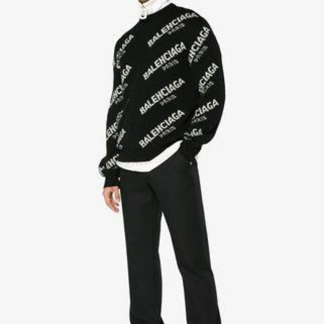 Balenciaga(バレンシアガ)の確実正規品 BALENCIAGA ロゴ Intarsia ニットセーター BK メンズのトップス(ニット/セーター)の商品写真