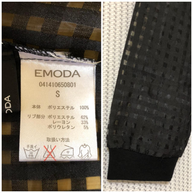 EMODA(エモダ)の【美品】EMODA〈エモダ〉長袖 格子柄 シースルー ブラウス＊S＊ブラック＊  レディースのトップス(シャツ/ブラウス(長袖/七分))の商品写真