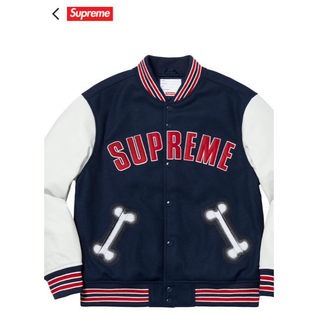 supreme bone varsity jacket (s) ネイビー定価以下スタジャン