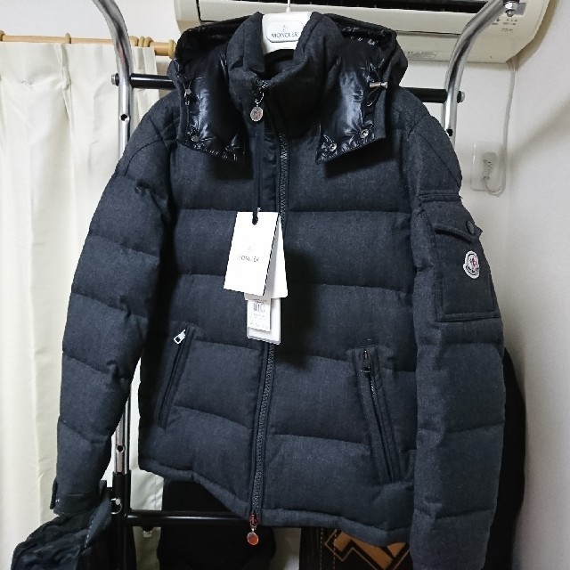 激安通販新作 MONCLER モンクレール モンジュネーブル ダークグレー ウール フランネル サイズ0 XS ダウンジャケット 