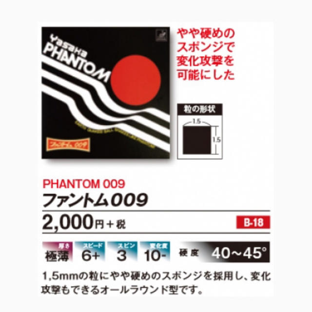 Yasaka(ヤサカ)の《卓球》YASAKA ファントム009 極薄 赤 新品 スポーツ/アウトドアのスポーツ/アウトドア その他(卓球)の商品写真