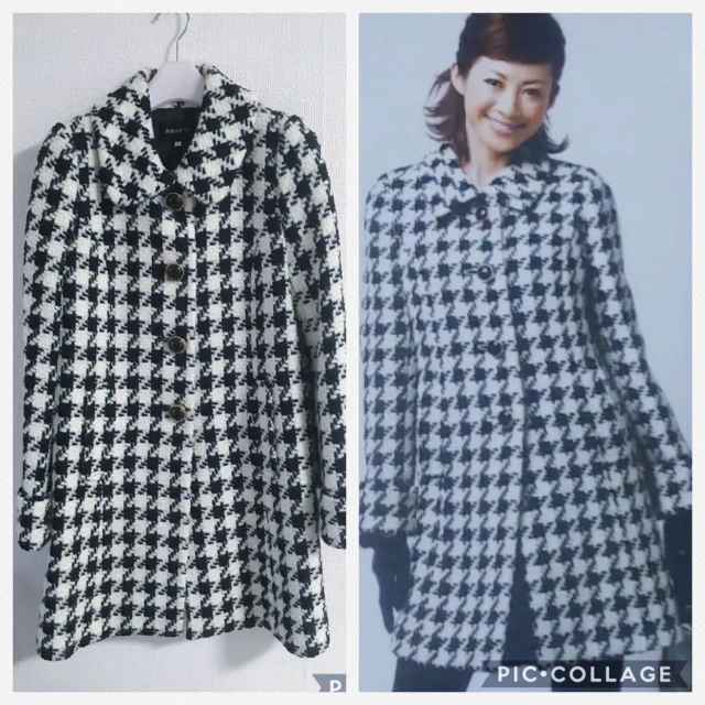 JUSGLITTY(ジャスグリッティー)の◆未使用品◆ジャスグリッティー  千鳥格子柄コート 定価40950円 size1 レディースのジャケット/アウター(ロングコート)の商品写真