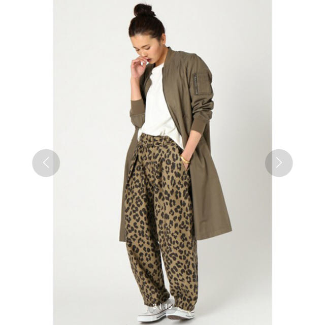JOURNAL STANDARD レオパードプリントバックサテンワイドパンツ-