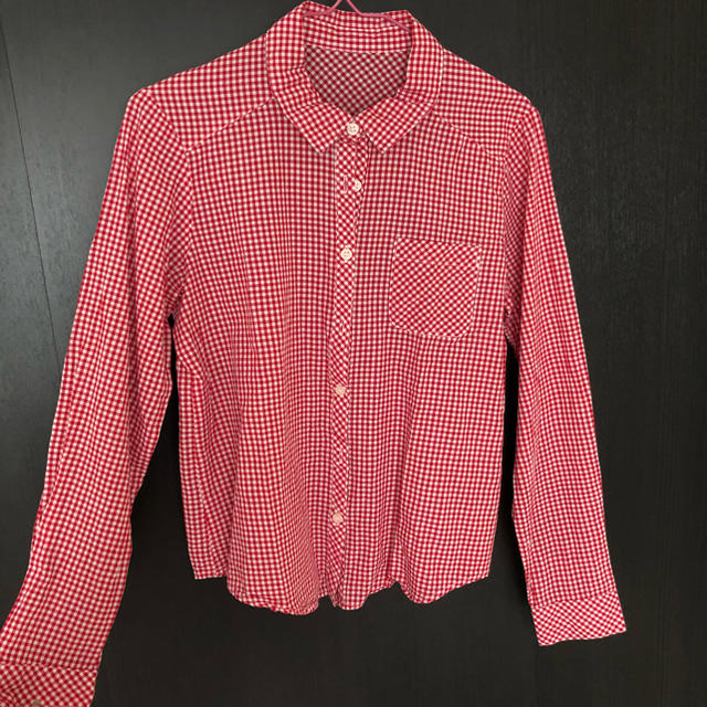 赤 ギンガムチェックシャツ レディースのトップス(シャツ/ブラウス(長袖/七分))の商品写真