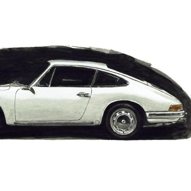 GC-803ポルシェ911T限定版画 直筆サイン額装●作家 平右ヱ門美術品/アンティーク