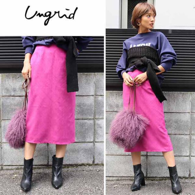 Ungrid(アングリッド)のミドル丈フェイクスエードタイトスカート  レディースのスカート(ひざ丈スカート)の商品写真