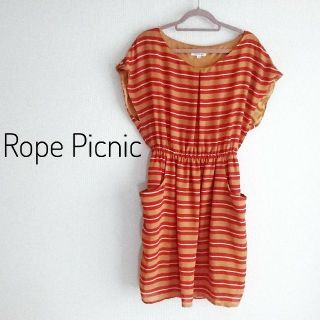 ロペピクニック(Rope' Picnic)の☆美品☆ROPE PICNIC ボーダー 半袖ワンピース(ひざ丈ワンピース)