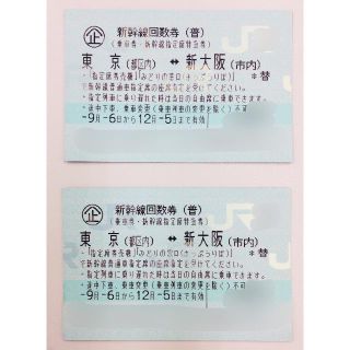 ◎ゆうパケット送料無料◎東京⇆新大阪 新幹線回数券２枚／１２月５日まで有効(鉄道乗車券)