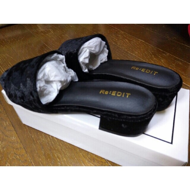 新品　冬サンダル　ミュール　ブラック　M レディースの靴/シューズ(ミュール)の商品写真