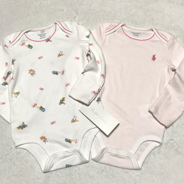 Ralph Lauren(ラルフローレン)のBABY GIRL♡新品✨ベアー柄×ボーダー柄ボディスーツ 9M/75 キッズ/ベビー/マタニティのベビー服(~85cm)(ロンパース)の商品写真