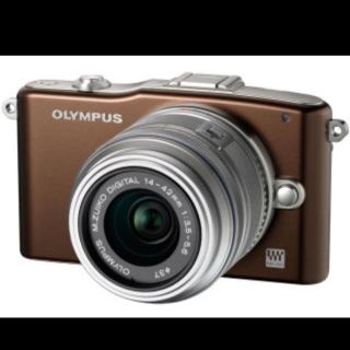 オリンパス(OLYMPUS)のOLYMPUS PEN mini E-PM1 ボディ [ブラウン] レンズセット(ミラーレス一眼)