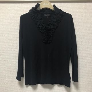 ランバンコレクション(LANVIN COLLECTION)のLANVIN  COLLECTION チュール フリル カットソー ブラック(カットソー(長袖/七分))