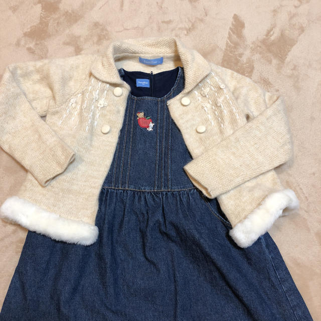 familiar(ファミリア)のファミリア ニット カーディガン セーター キッズ/ベビー/マタニティのキッズ服女の子用(90cm~)(カーディガン)の商品写真