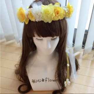 花かんむり♡黄色 ボリュームあり(ヘアバンド)