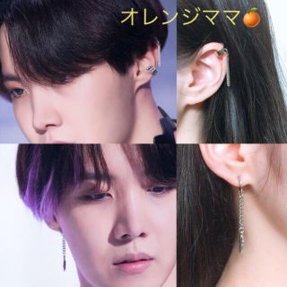 ボウダンショウネンダン(防弾少年団(BTS))のBTS ホビ モチーフイヤリング ➕イヤーカフセット ハンドメイド(イヤリング)