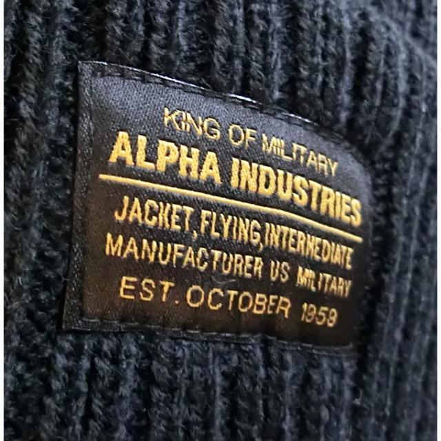 ALPHA INDUSTRIES(アルファインダストリーズ)の送料込 新品 アルファ ALPHA INDUSTRIES ニット帽 タグ BK メンズの帽子(ニット帽/ビーニー)の商品写真