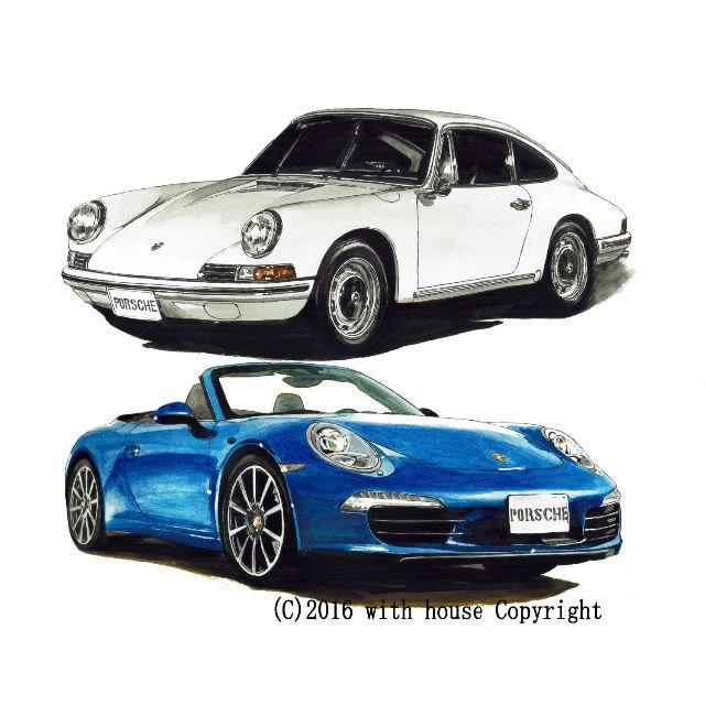 GC-807ポルシェ911T/カレラ限定版画 直筆サイン額装●作家 平右ヱ門 1