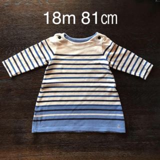 プチバトー(PETIT BATEAU)のプチバトー  18m 81㎝ 長袖 ワンピース ボーダー(ワンピース)