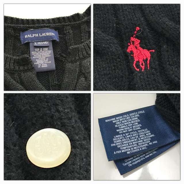 Ralph Lauren(ラルフローレン)のラルフローレン カーディガン ニットセーター 黒 ブラック キッズ L キッズ/ベビー/マタニティのキッズ服女の子用(90cm~)(カーディガン)の商品写真