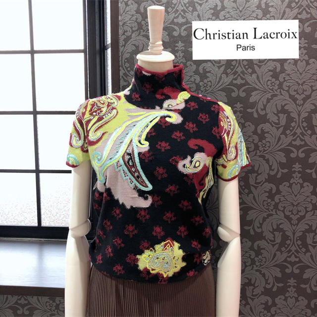 Christian Lacroix(クリスチャンラクロワ)のクリスチャンラクロワ ◆ 半袖 プチタートルネック 柄 ニット セーター レディースのトップス(ニット/セーター)の商品写真