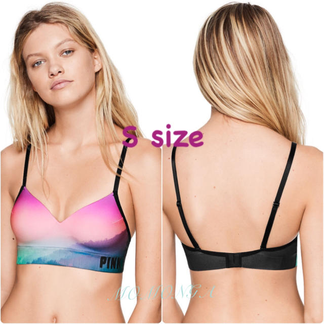 Victoria's Secret(ヴィクトリアズシークレット)の新品 VS PINK ヴィクトリアシークレット レインボー スポーツブラ S スポーツ/アウトドアのトレーニング/エクササイズ(トレーニング用品)の商品写真